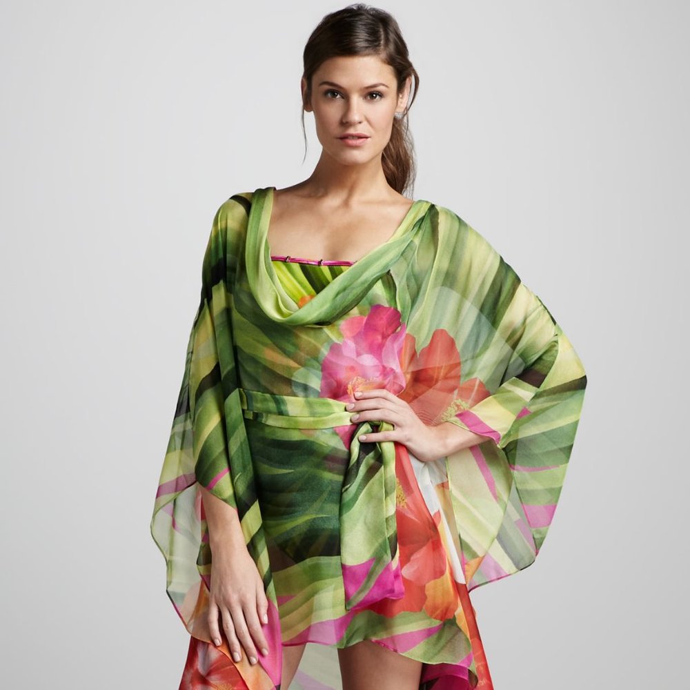 Gottex Maldives Printed Chiffon Coverup Dress